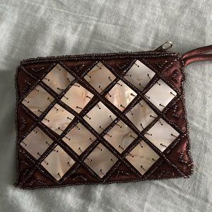 Mad Style Handmade Mother Of Pearl & Natural Horn Wristlet Money Change Purse